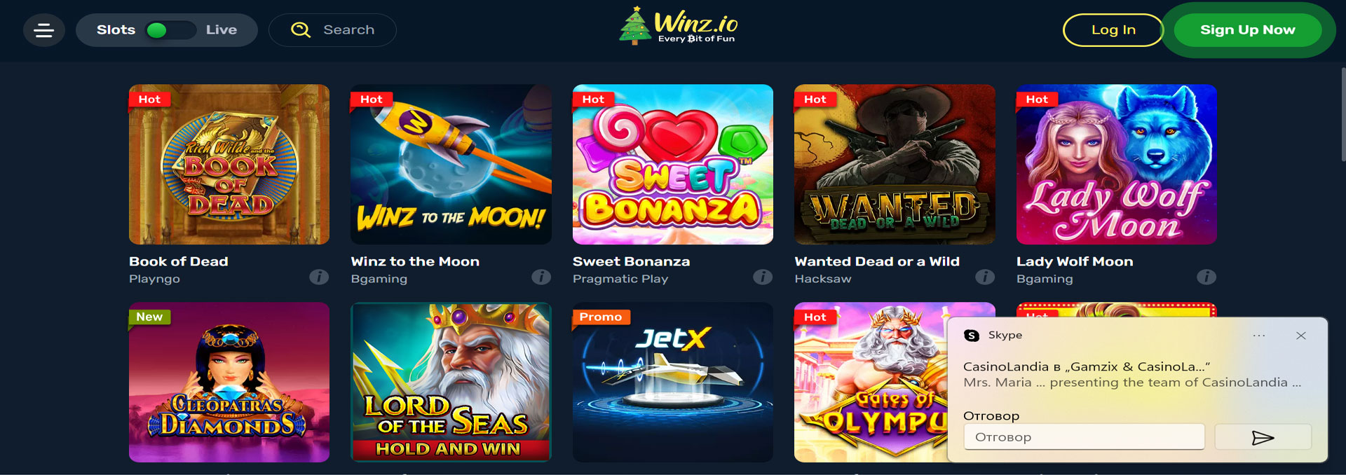 Winz.io Casino Slots