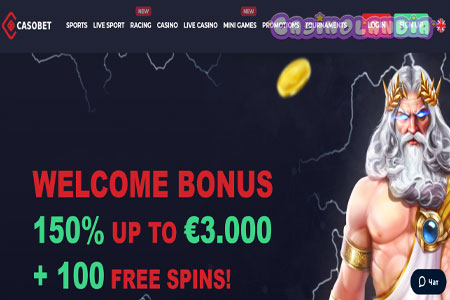 Casobet Casino Desktop View