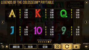 Legends of the Colosseum Megaways Paytable 1