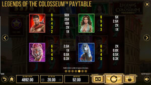 Legends of the Colosseum Megaways Paytable 2