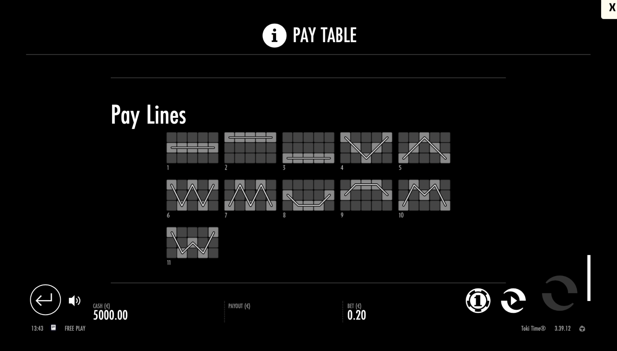 Toki Time Paylines