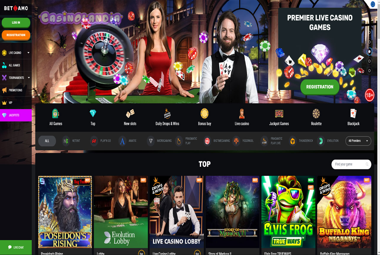 Betamo Casino Desktop View