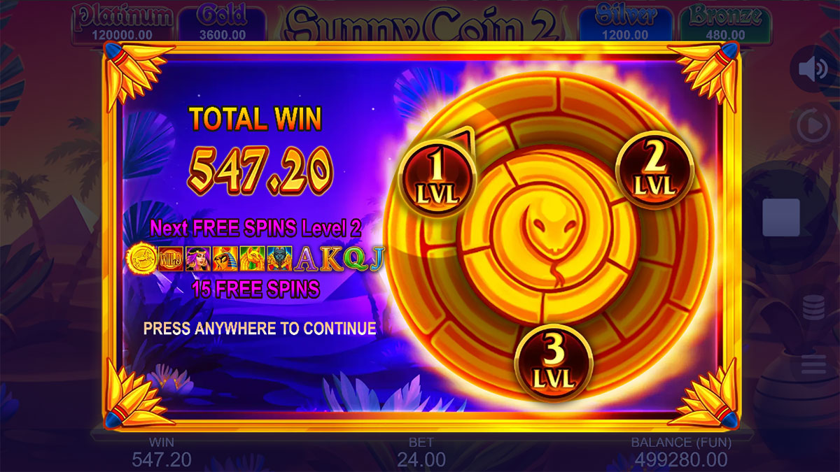 Sunny Coin 2 Hold The Spin Total