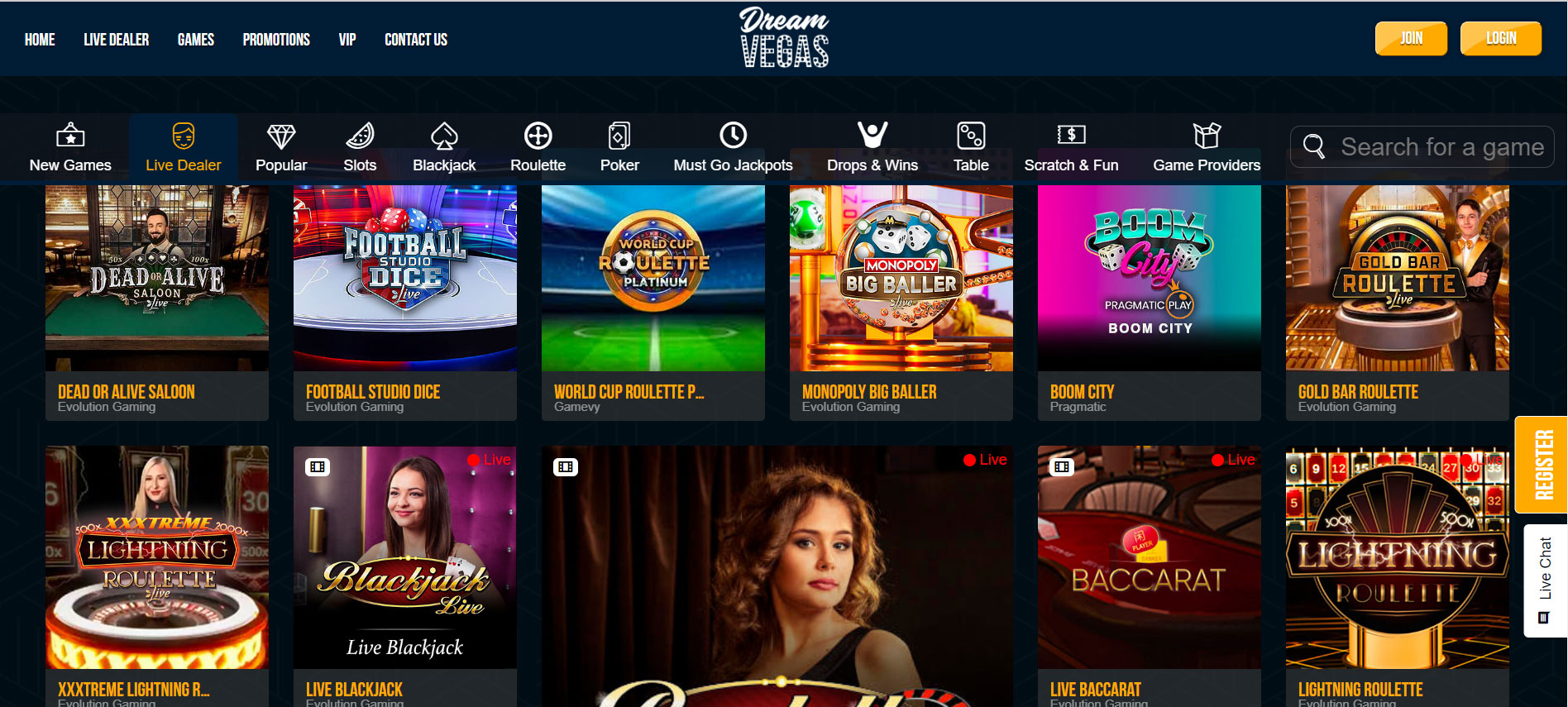 Dream Vegas Casino Live Casino