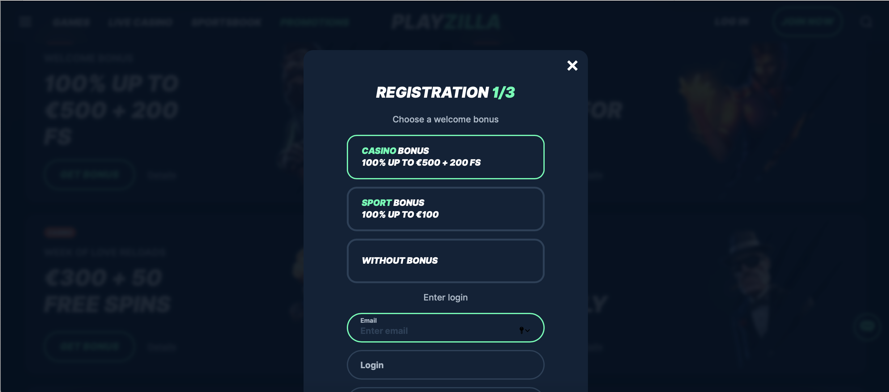 PlayZilla Casino Register