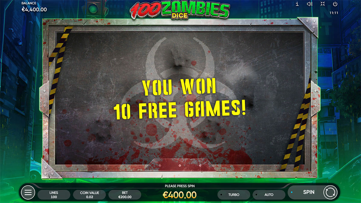 100 Zombies Dice Free Spins