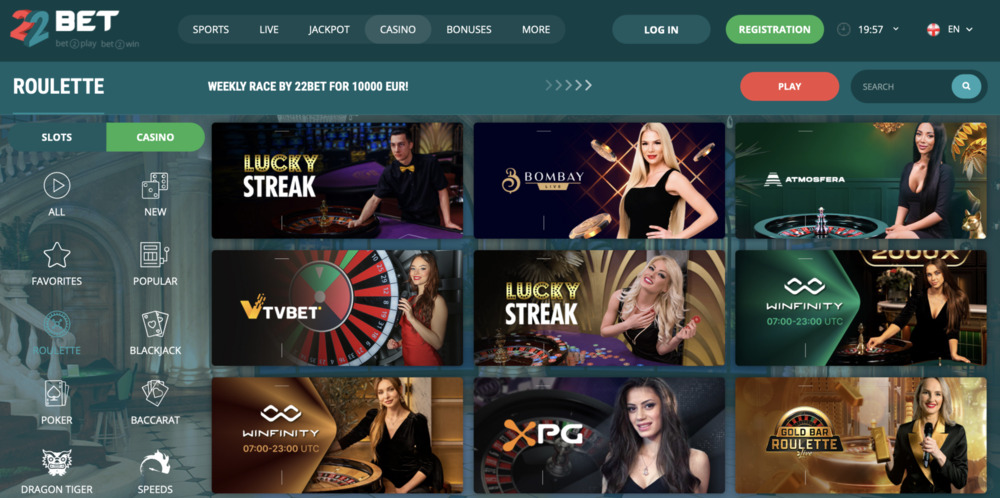 22bet Casino Live Games