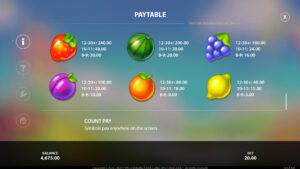 Fruity Wild Bonanza Hold and Spin Paytable 2