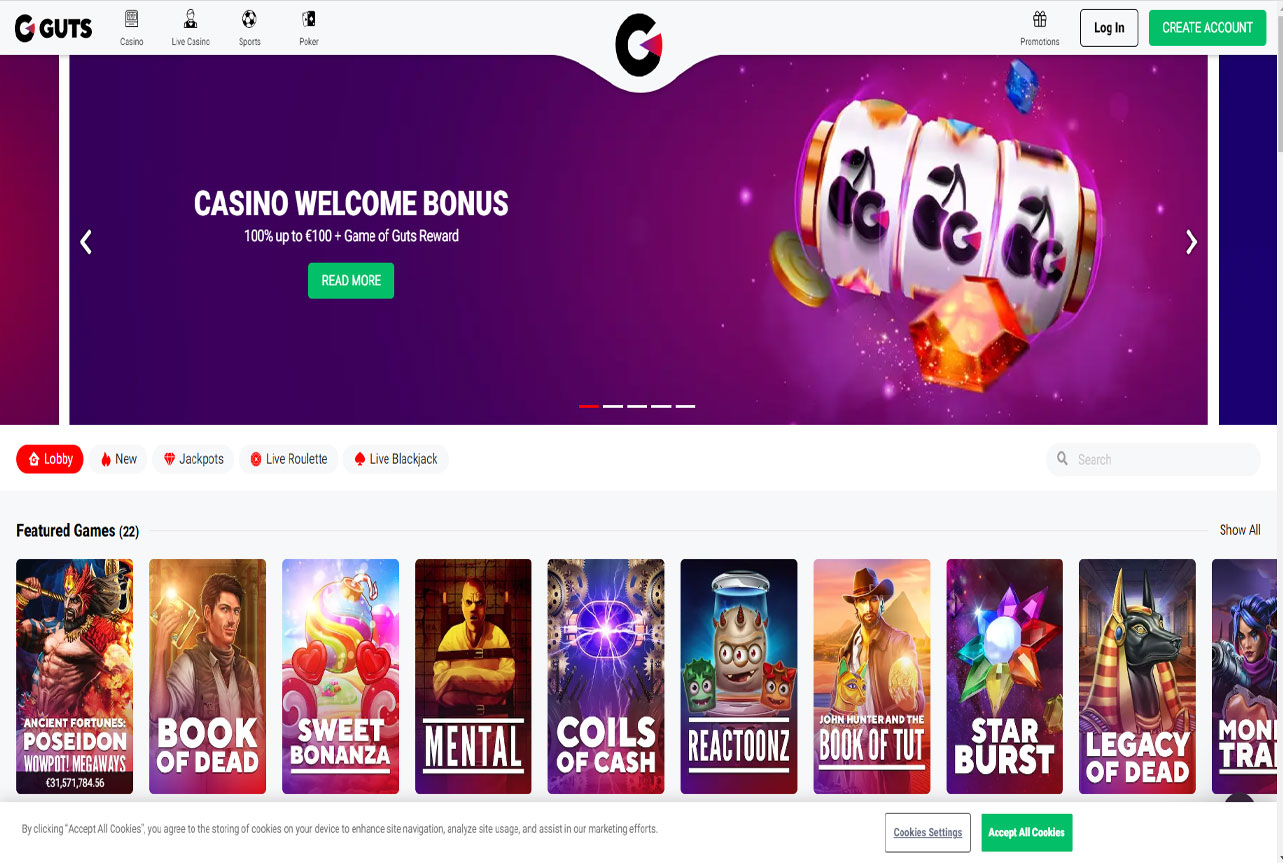 Gguts Casino Desktop View