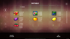 Multi Fruits Quattro Paytable 2