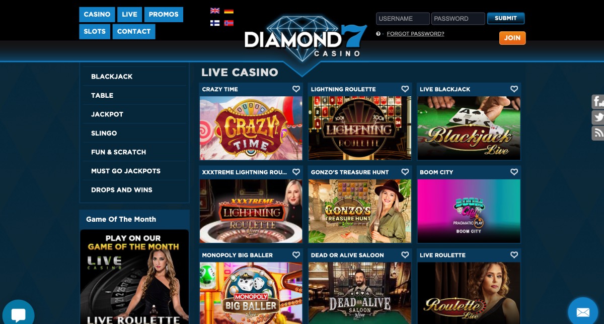 Diamond 7 Casino Live Games