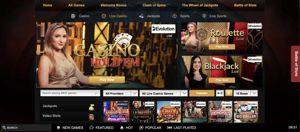 VideoSlots Casino Live Games