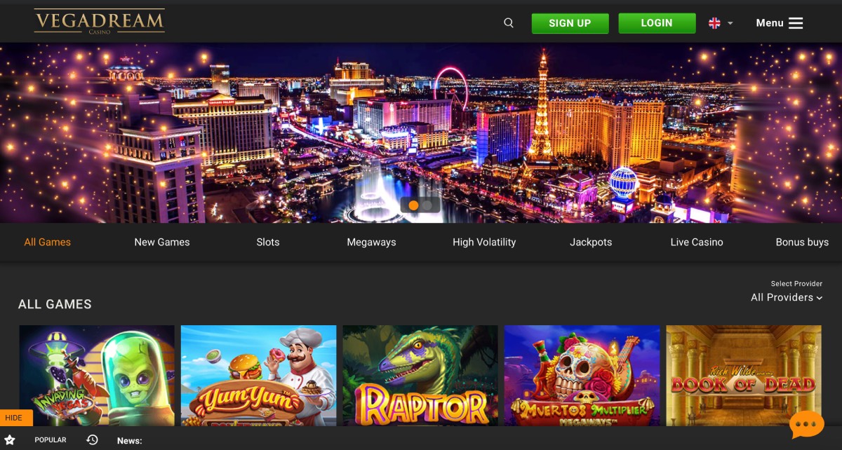 Vegadream Casino Homepage