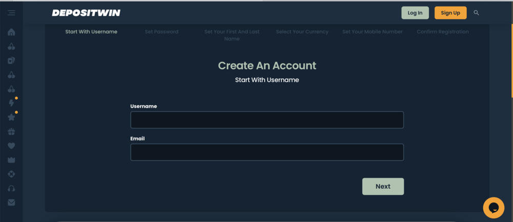 DepositWin Signup