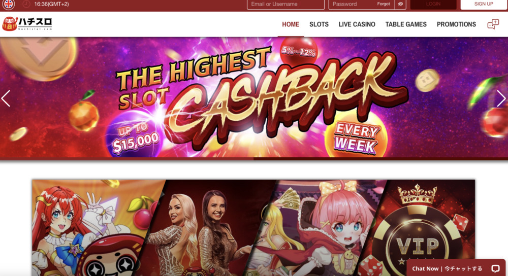 HachiSlot Casino Homepage