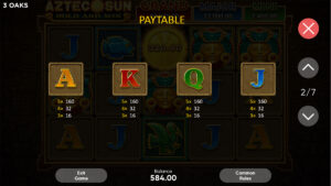 Aztec Sun Hold and Win paytable 2