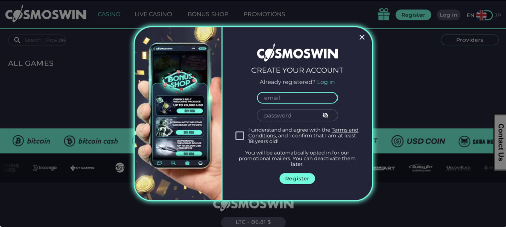Cosmoswin Casino Signup