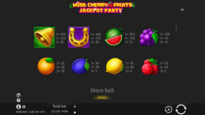 Miss Cherry Fruits Jackpot Party Paytable