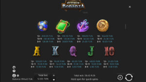 Pirateplay Bonanza Paytable