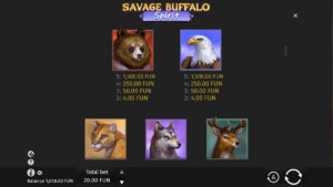 Savage Buffalo Spirit Paytable