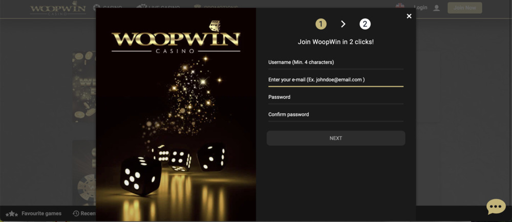 WoopWin Casino SignUp