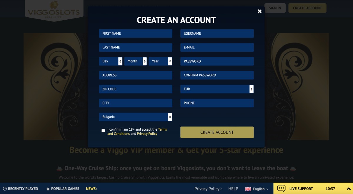 Viggoslots Casino Registration
