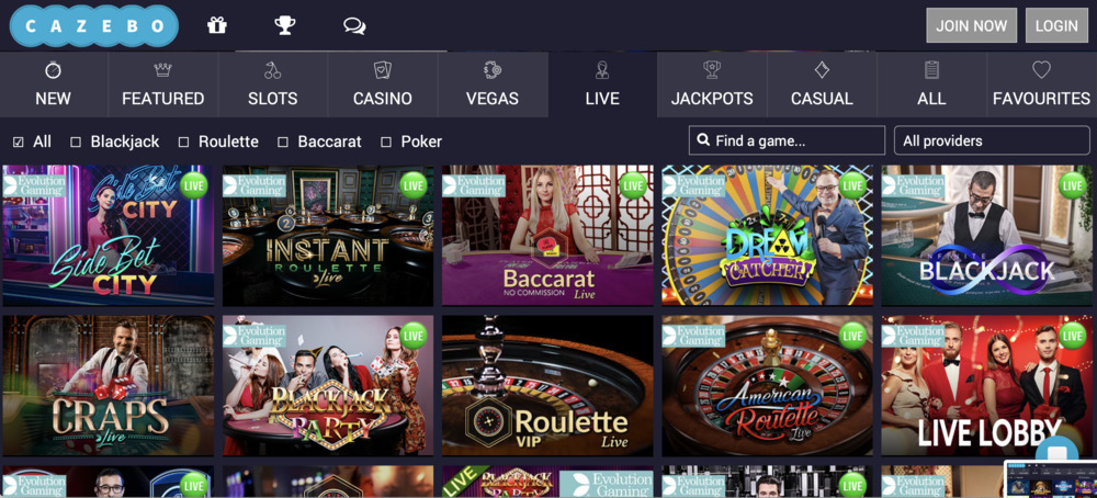 Cazebo Casino Live Games