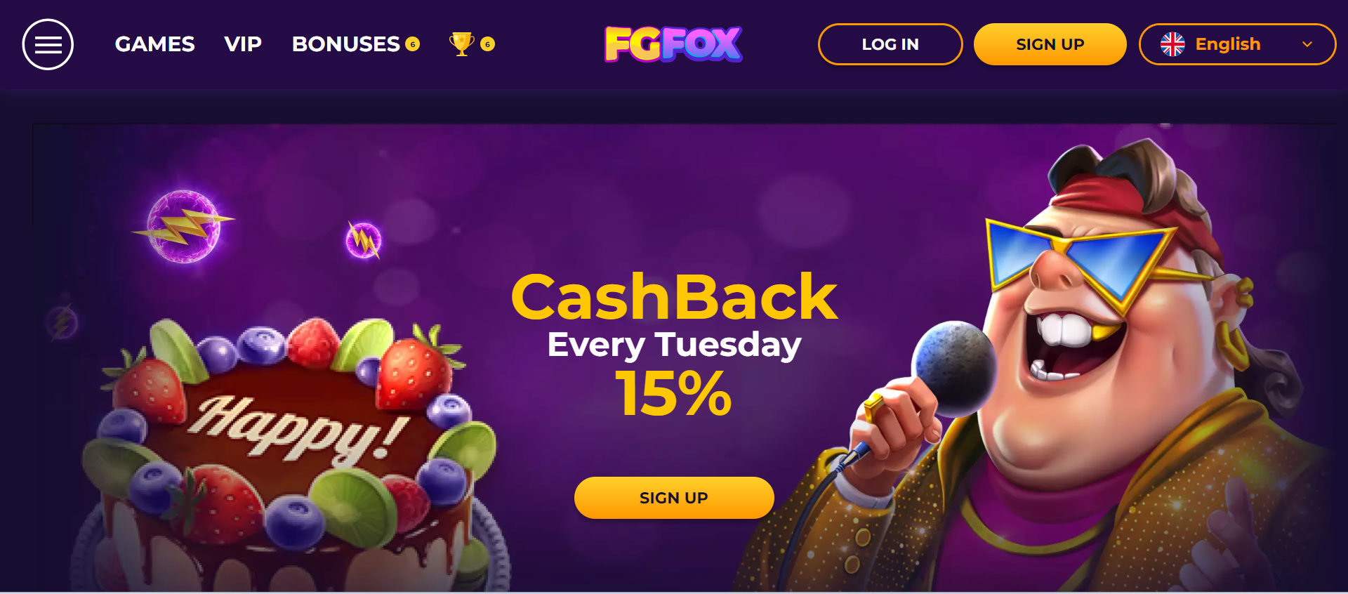 FGFox Casino Home Screen