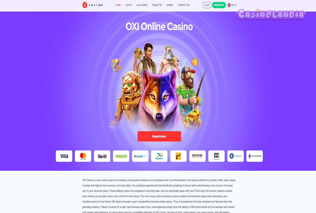 Oxi Casino Desktop View