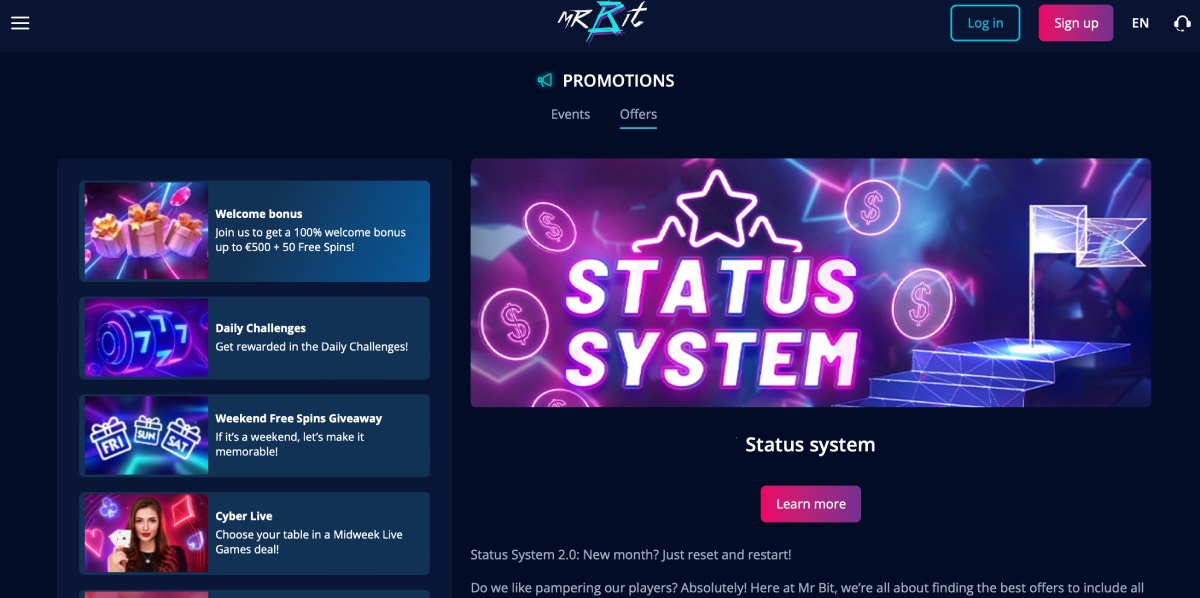 Mr Bit Casino Status System