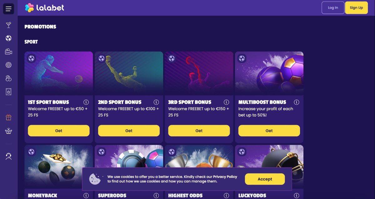 LalaBet Casino Homepage