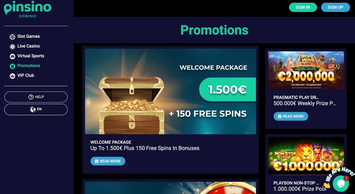 Pinsino Casino Bonus Program