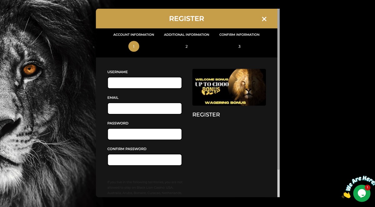 Black Lion Casino Registration