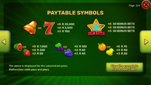 Fruit Drop Paytable