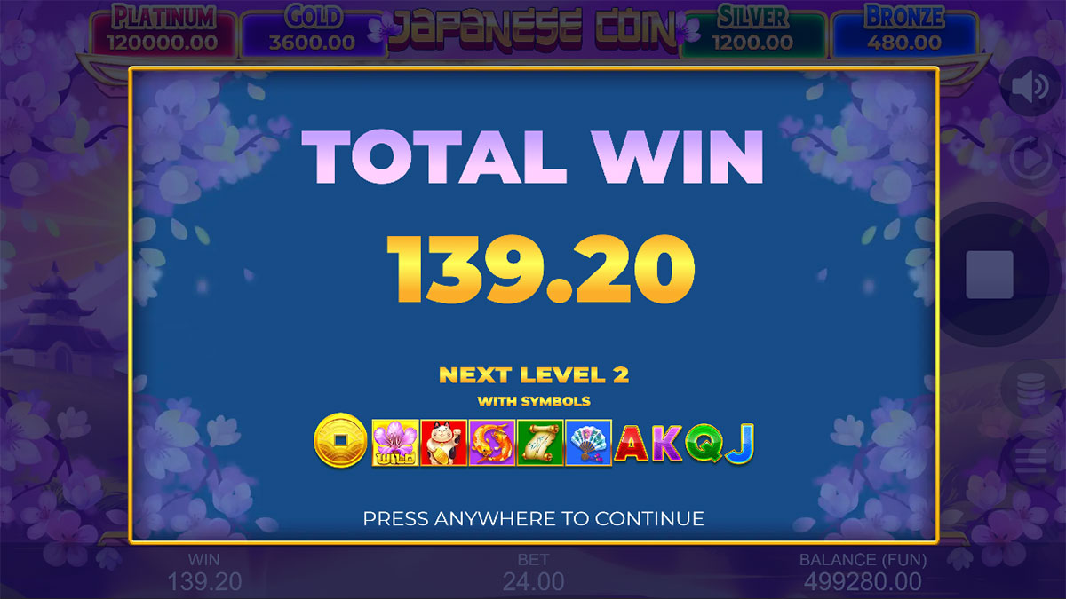 Japanese Coin Hold The Spin Total