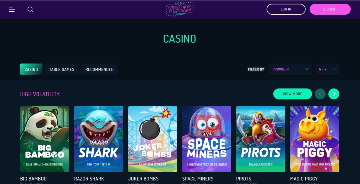 NeonVegas Casino Game Collection