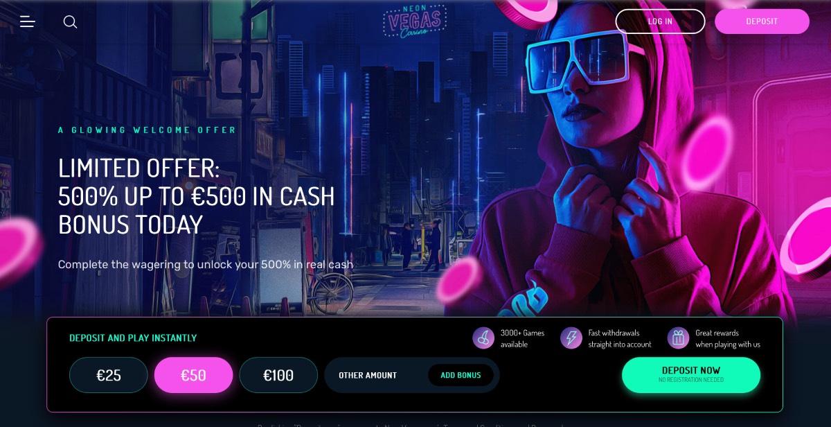 NeonVegas Casino Homepage