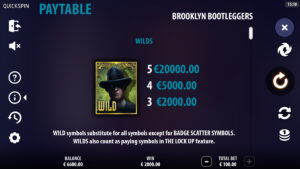 Brooklyn Bootleggers Paytable 1