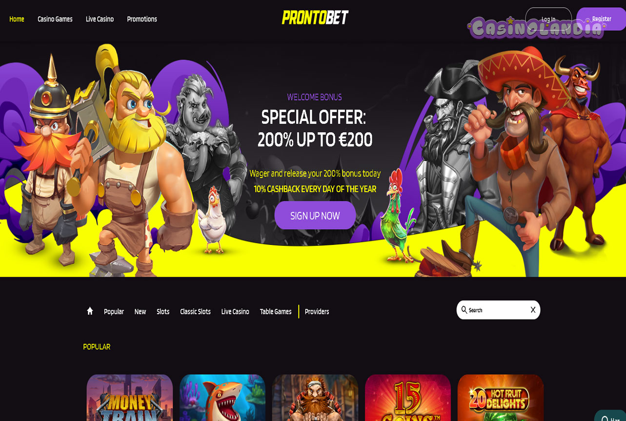 Desktop template Prontobet casino