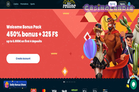 Rollino Casino Desktop View