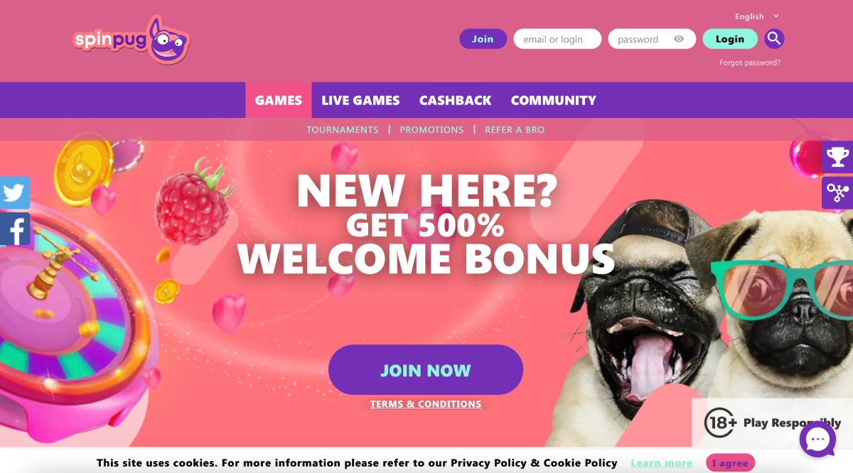SpinPug Casino Homepage