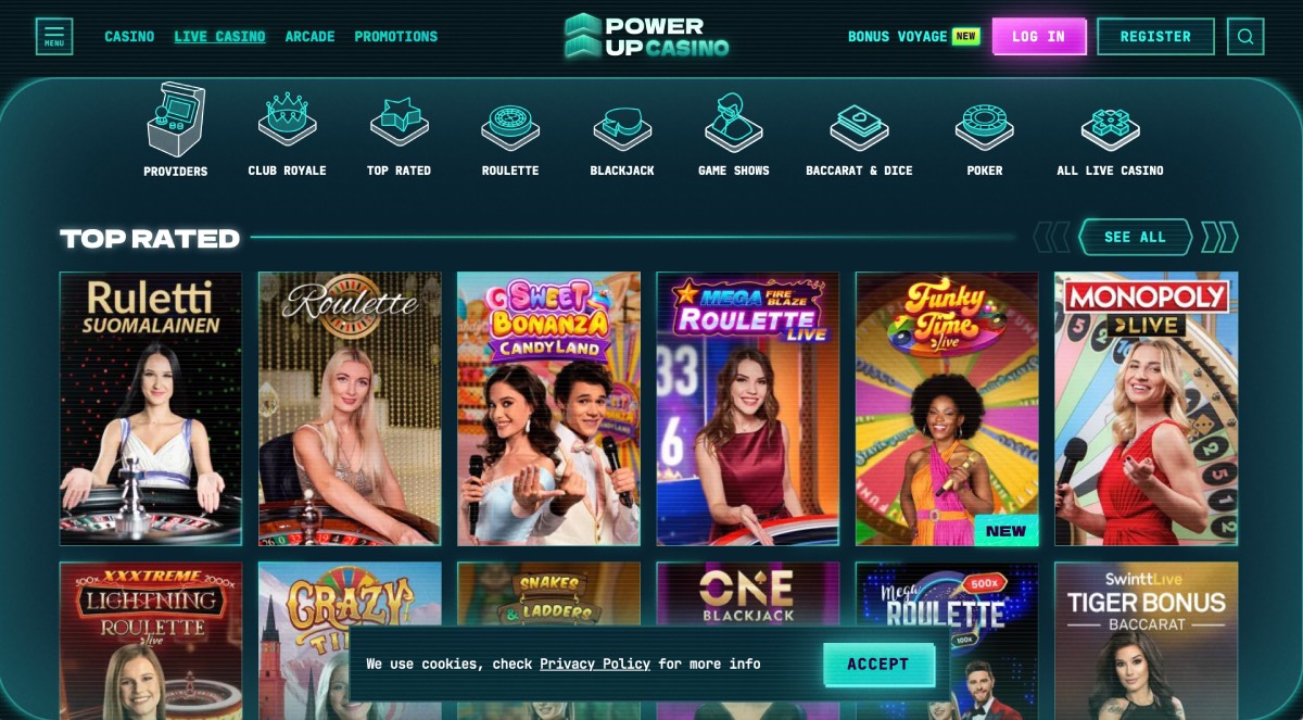 PowerUp Casino Live Casino Section