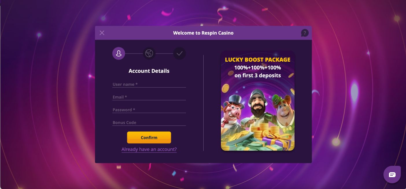 Respin Casino Signup