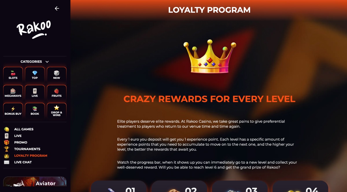 Rakoo Casino Loyalty Program