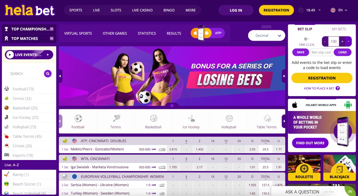 Helabet Casino Homepage