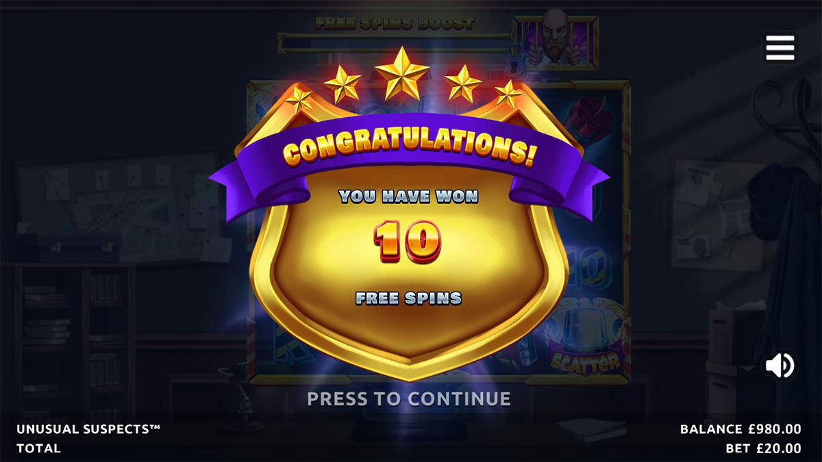 Unusual Suspects Free Spins