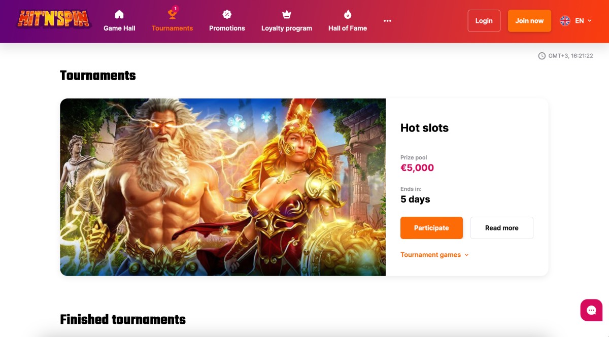 Hit'N'Spin Casino Tournaments