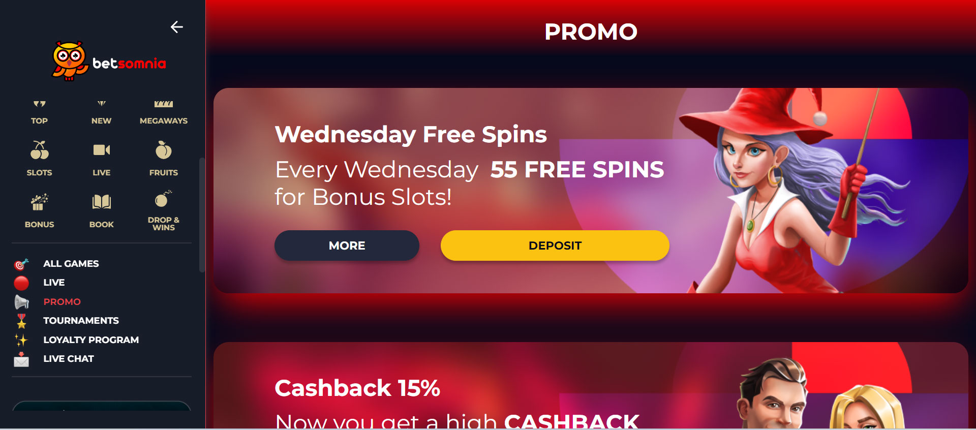 Betsomnia Casino Promotions