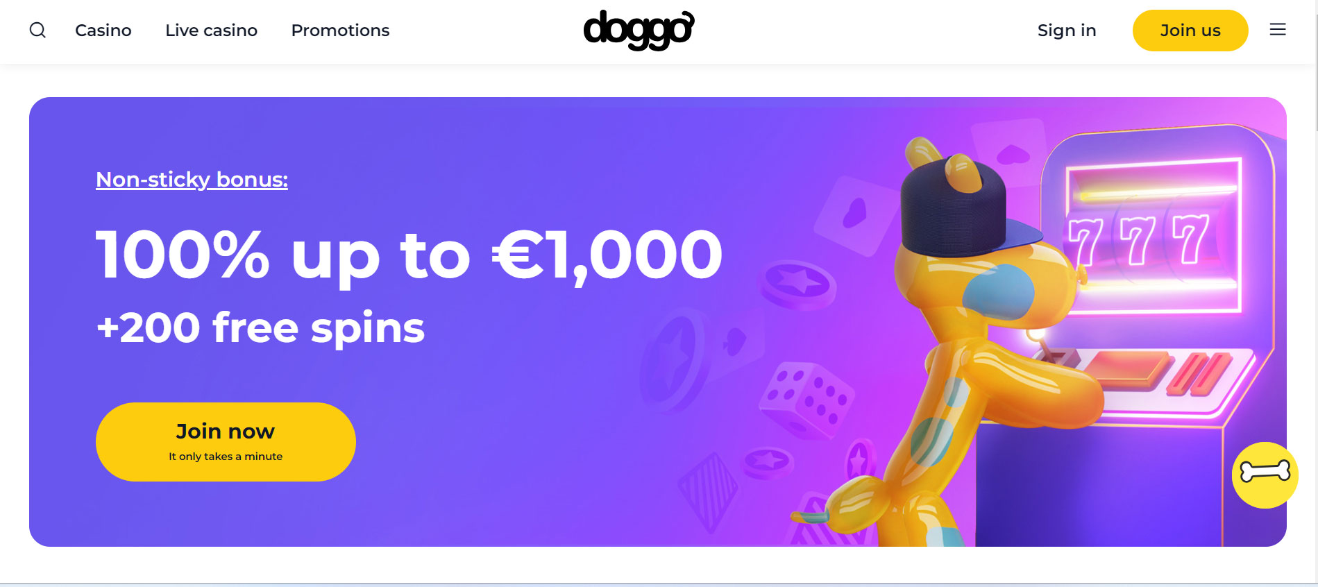 Doggo Casino Home Screen
