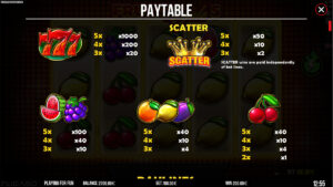 Fruits Royale 5 Paytable